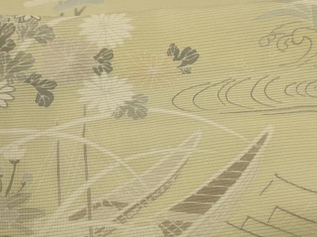 平和屋着物＊夏物　訪問着　絽　風景草花文　正絹　逸品　未使用　AABG7380jd