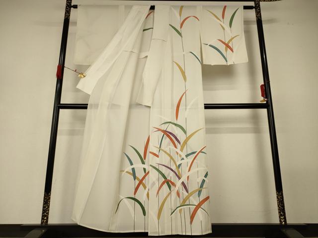 平和屋着物＊夏物 訪問着 絽 枝葉文 正絹 逸品 AABG7383jd