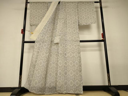 平和屋着物＊夏物 越後上布 幾何学文様 苧麻 逸品 AABG7388jd
