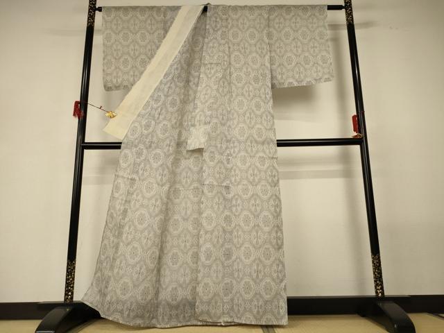 平和屋着物＊夏物 越後上布 幾何学文様 苧麻 逸品 AABG7388jd