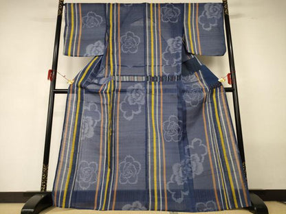 平和屋着物＊夏物 上布 舞花文 麻 逸品 AABG7389jd
