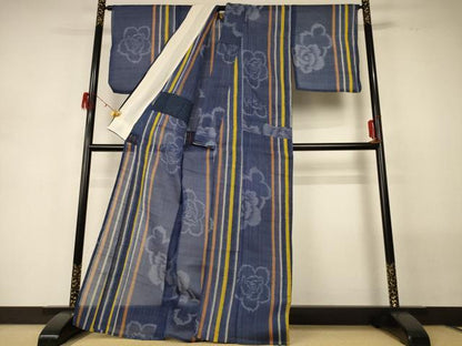 平和屋着物＊夏物 上布 舞花文 麻 逸品 AABG7389jd