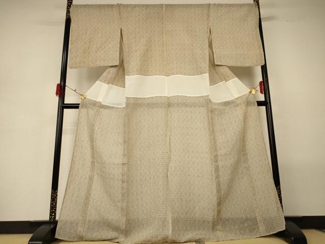 平和屋着物＊夏物　越後上布　日本工芸会正会員　林宗平　幾何学文様　三越扱い　ロング丈　苧麻　逸品　AABG7391jd