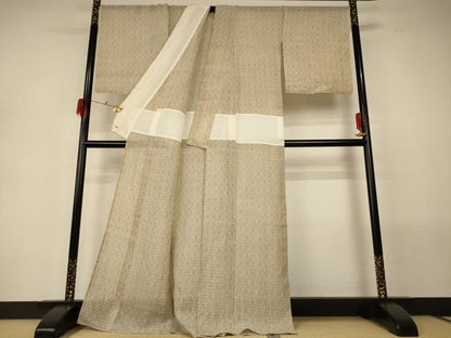 平和屋着物＊夏物　越後上布　日本工芸会正会員　林宗平　幾何学文様　三越扱い　ロング丈　苧麻　逸品　AABG7391jd