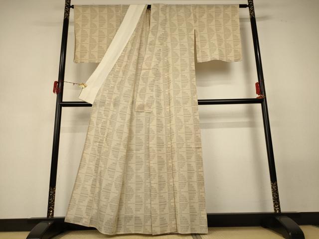 平和屋着物＊夏物 本場大島紬 夏大島 160亀甲 幾何学文様 正絹 逸品 AABG7396jd