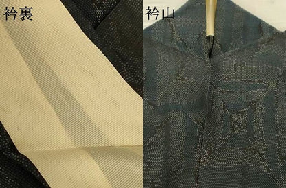 平和屋着物＊夏物 本場大島紬 夏大島 幾何学文様 正絹 逸品 AABG7397jd