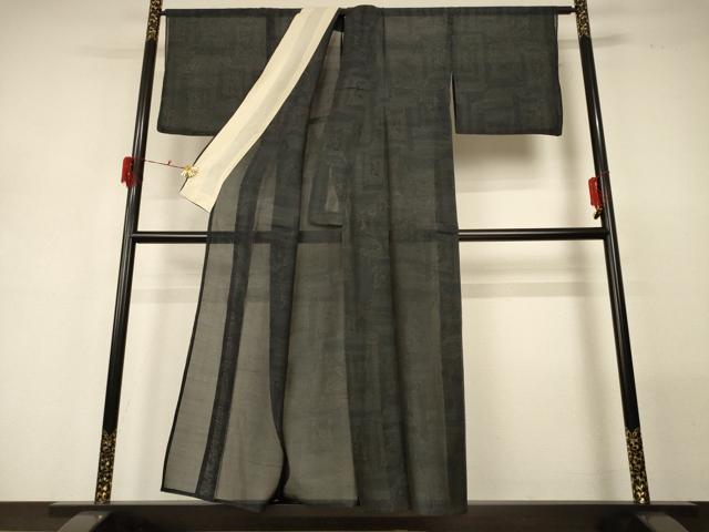 平和屋着物＊夏物 本場大島紬 夏大島 幾何学文様 正絹 逸品 AABG7397jd