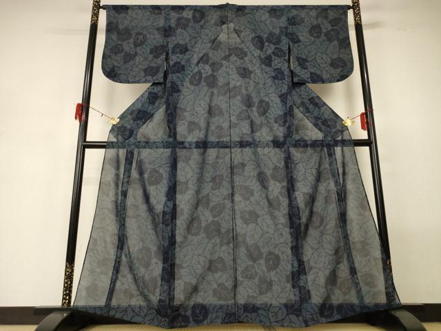 平和屋着物＊夏物 紗紬 葉尽くし 正絹 逸品 AABG7409jd