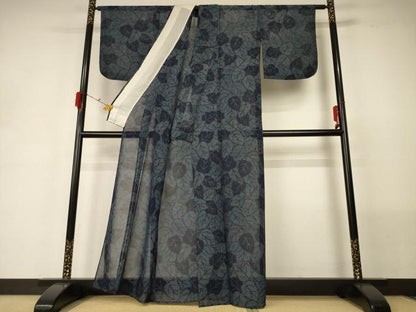 平和屋着物＊夏物 紗紬 葉尽くし 正絹 逸品 AABG7409jd