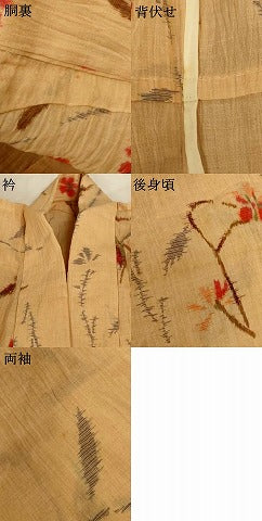 平和屋着物＊夏物 小千谷ちぢみ 枝花文 麻 逸品 AABG7412jd