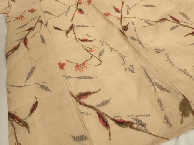 平和屋着物＊夏物 小千谷ちぢみ 枝花文 麻 逸品 AABG7412jd