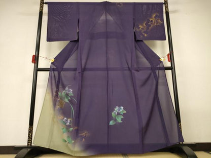 平和屋着物＊夏物 訪問着 絽 手描き 花籠文 暈し染め 正絹 逸品 AABG7417jd