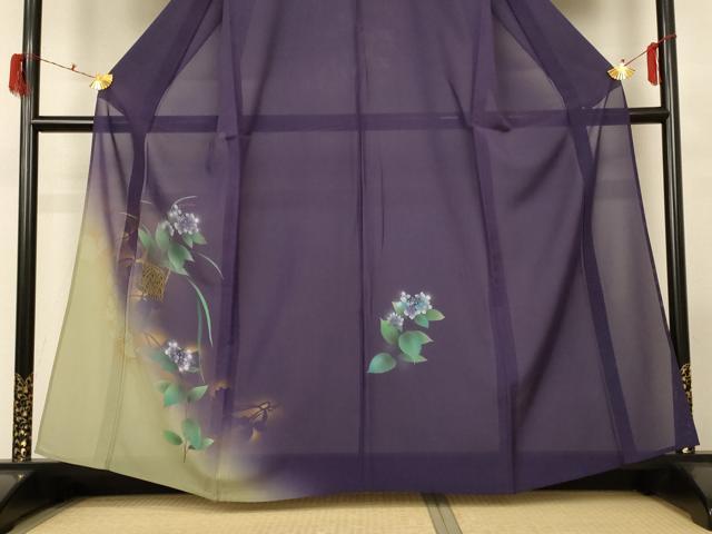 平和屋着物＊夏物 訪問着 絽 手描き 花籠文 暈し染め 正絹 逸品 AABG7417jd