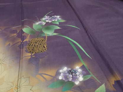 平和屋着物＊夏物 訪問着 絽 手描き 花籠文 暈し染め 正絹 逸品 AABG7417jd