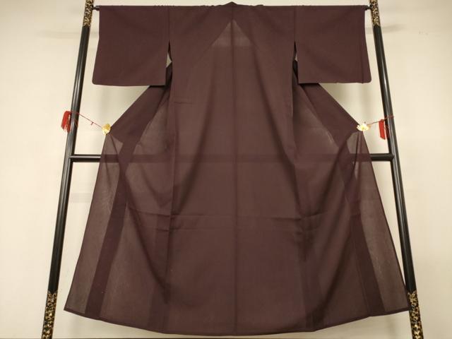 平和屋着物＊夏物 色無地 草葉紋紗 黒鳶色 正絹 逸品 AABG7418jd