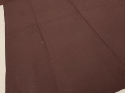 平和屋着物＊夏物 色無地 草葉紋紗 黒鳶色 正絹 逸品 AABG7418jd
