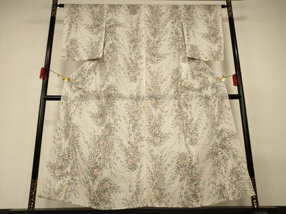 平和屋着物＊夏物 小千谷ちぢみ 草花文 麻 逸品 AABG7422jd