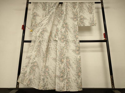 平和屋着物＊夏物 小千谷ちぢみ 草花文 麻 逸品 AABG7422jd