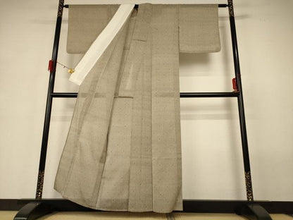 平和屋着物＊夏物 小紋 紗 幾何学文様 正絹 逸品 AABG7424jd