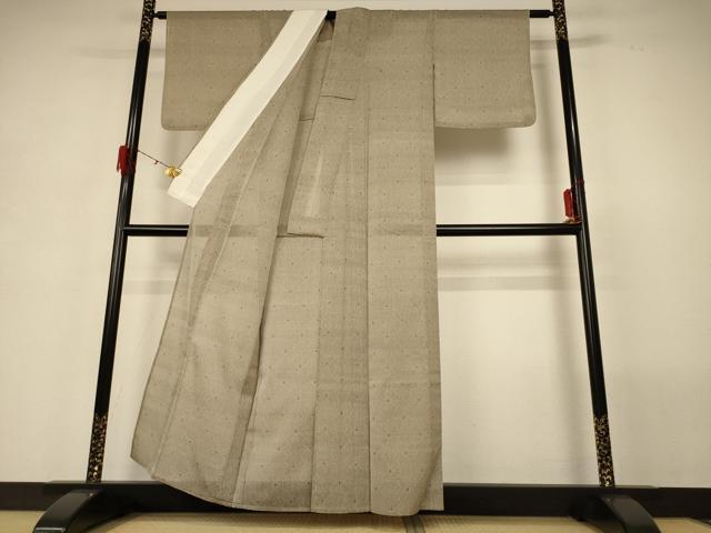 平和屋着物＊夏物 小紋 紗 幾何学文様 正絹 逸品 AABG7424jd