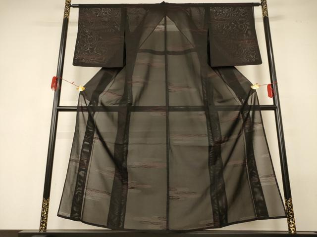平和屋着物＊夏物 小紋 絽 芝文 正絹 逸品 AABG7426jd
