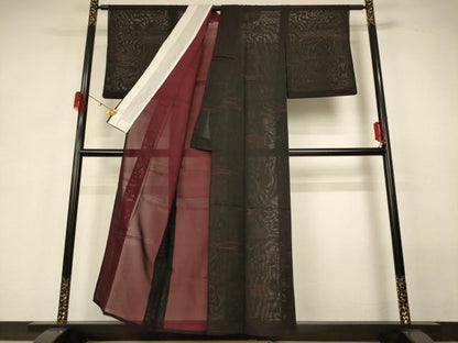 平和屋着物＊夏物 小紋 絽 芝文 正絹 逸品 AABG7426jd