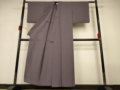 平和屋着物＊夏物　色無地　絽　源氏鼠色　正絹　逸品　AABG7428jd