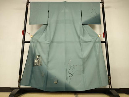 平和屋着物＊夏物 訪問着 絽 手描き 人物文 暈し染め 銀彩 正絹 逸品 AABG7429jd