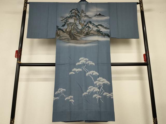 平和屋着物▽男性 長襦袢 単衣 浜松文 金彩 ウール AABG7433jd
