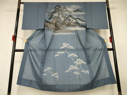 平和屋着物▽男性 長襦袢 単衣 浜松文 金彩 ウール AABG7433jd