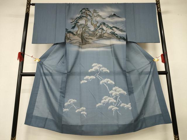 平和屋着物▽男性 長襦袢 単衣 浜松文 金彩 ウール AABG7433jd