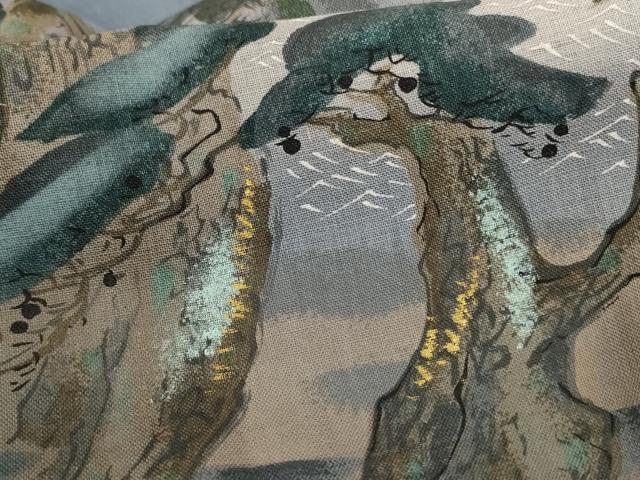 平和屋着物▽男性 長襦袢 単衣 浜松文 金彩 ウール AABG7433jd