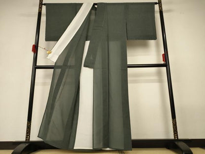 平和屋着物＊夏物 色無地 紗紬 藍媚茶色 正絹 逸品 未使用 AABG7436jd
