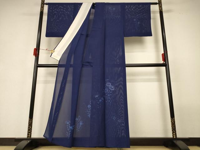平和屋着物＊夏物 訪問着 絽 手描き 刺繍 草花文 正絹 逸品 AABG7437jd