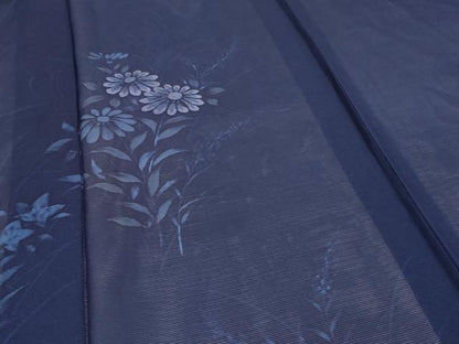 平和屋着物＊夏物 訪問着 絽 手描き 刺繍 草花文 正絹 逸品 AABG7437jd