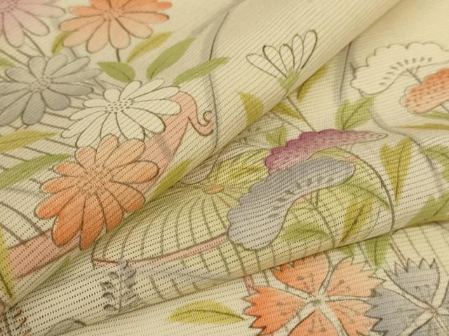 平和屋着物＊夏物 訪問着 絽 花籠文 正絹 逸品 AABG7439jd