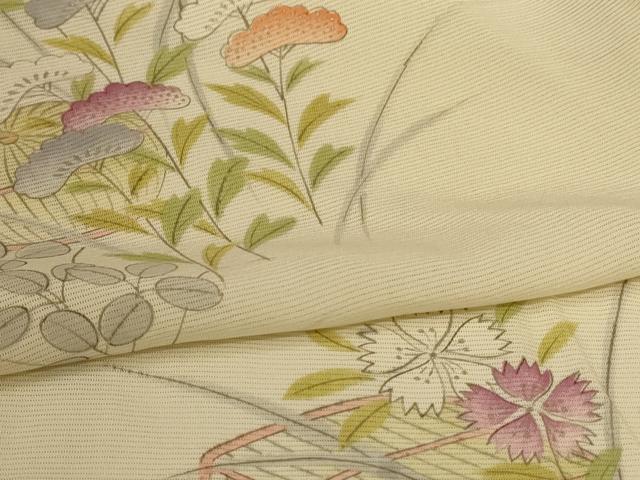 平和屋着物＊夏物 訪問着 絽 花籠文 正絹 逸品 AABG7439jd