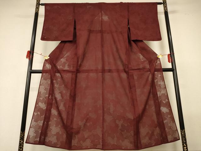 平和屋着物＊夏物 色無地 紗 栗皮茶色 正絹 逸品 AABG7440jd