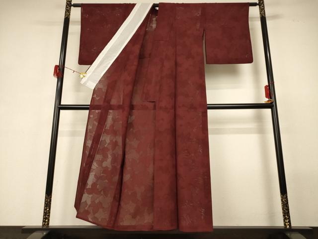 平和屋着物＊夏物 色無地 紗 栗皮茶色 正絹 逸品 AABG7440jd