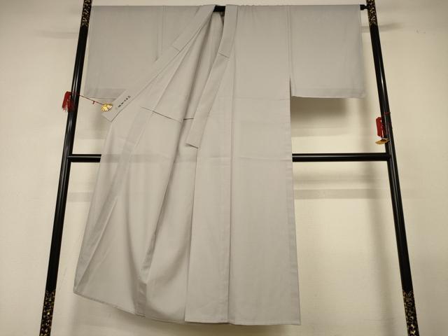 平和屋着物＊夏物　人間国宝・羽田登喜男監修　男性　色無地　絽　絹鼠色　洗える着物　AABG7442jd