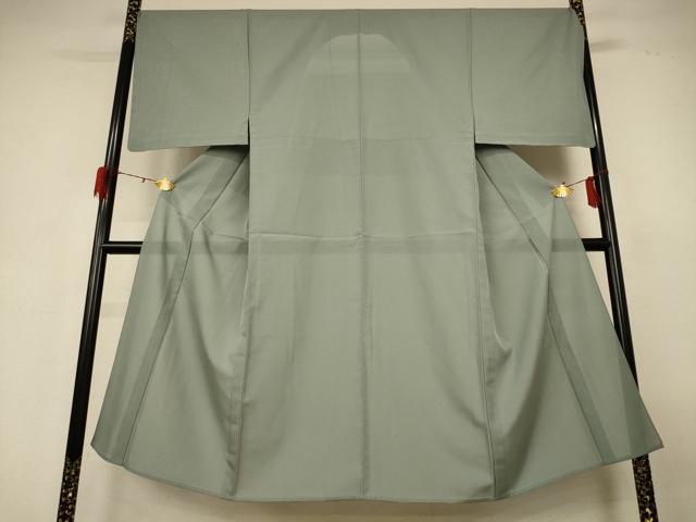平和屋着物＊夏物　人間国宝・羽田登喜男監修　男性　色無地　絽　青白橡色　正絹　逸品　AABG7446jd