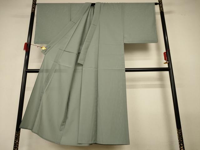 平和屋着物＊夏物　人間国宝・羽田登喜男監修　男性　色無地　絽　青白橡色　正絹　逸品　AABG7446jd