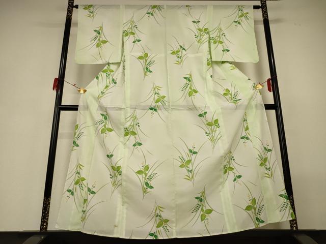 平和屋着物＊夏物 小紋 絽 草葉文 暈し染め 洗える着物 AABG7451jd