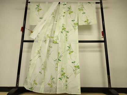 平和屋着物＊夏物 小紋 絽 草葉文 暈し染め 洗える着物 AABG7451jd