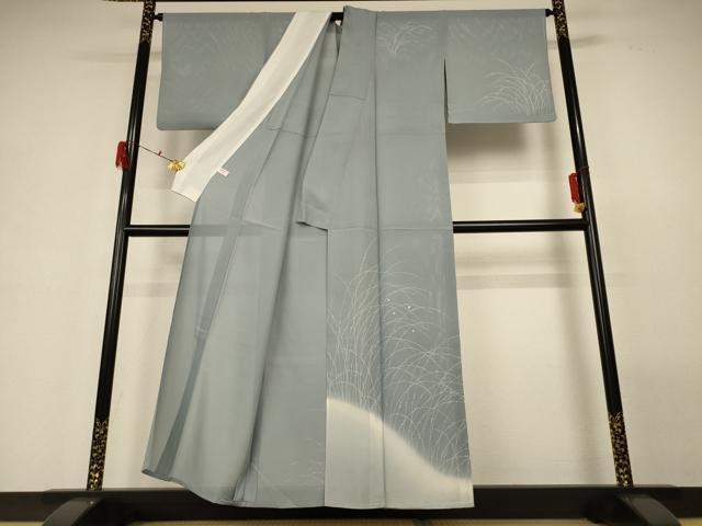 平和屋着物＊夏物 訪問着 絽 草花文 暈し染め 銀糸 正絹 逸品 AABG7460jd