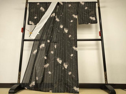 平和屋着物＊夏物 小紋 絽 かるた 洗える着物 AABG7461jd