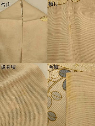 平和屋着物＊夏物 訪問着 絽 駒刺繍 草花文 金彩 正絹 逸品 AABG7464jd