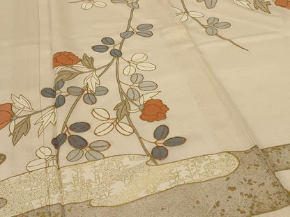 平和屋着物＊夏物 訪問着 絽 駒刺繍 草花文 金彩 正絹 逸品 AABG7464jd