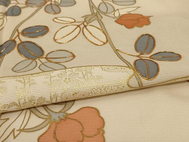 平和屋着物＊夏物 訪問着 絽 駒刺繍 草花文 金彩 正絹 逸品 AABG7464jd