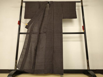 平和屋着物＊夏物　小千谷ちぢみ　絣　麻　逸品　AABG7466jd